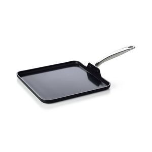 Greenpan Chatham Prime Midnight Ceramic Nonstick 11In Square Griddle, Black